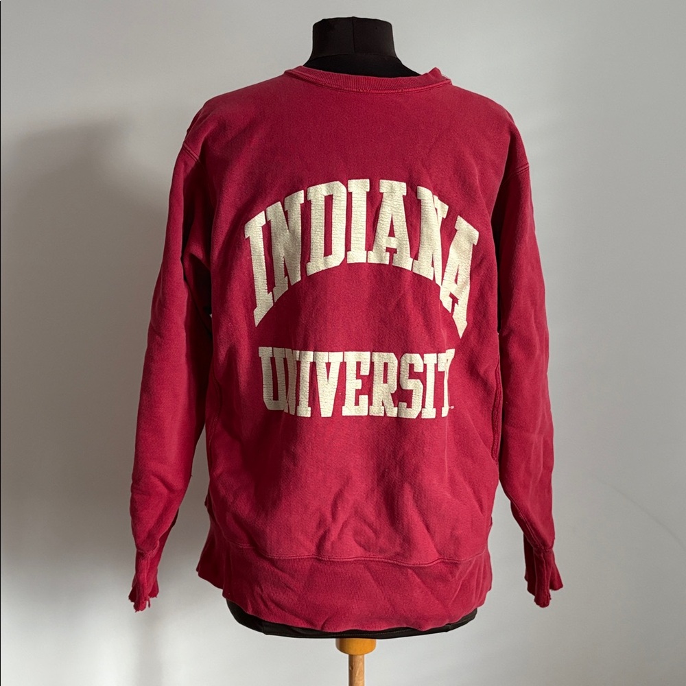 VTG Indiana University Champion Reverse Weave Sweatshirt Spell Out Large